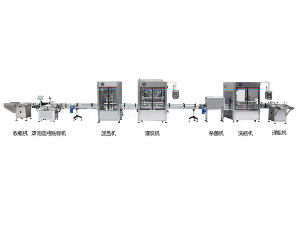 全自动灌装上盖双侧贴标生产线